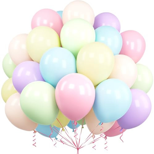 Ousuga 60 Pezzi Palloncini Pastello Colorati 12 Pollici Lattice per Ragazze Donne Ragazzi Festa di Compleanno Matrimonio Baby Shower Rivelare il Genere Nuziale Carnevale Anniversario Decorazioni
