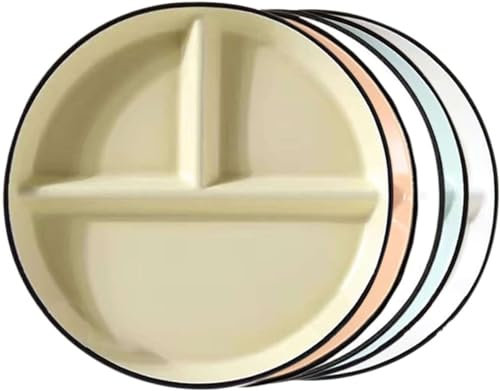 Unterteilte Essteller, Teller zur Portionskontrolle, einfarbige, unterteilte Essteller aus Keramik for Erwachsene, unterteilter Teller, bariatrische Teller zur Portionskontrolle, for Mikrowelle und Sp