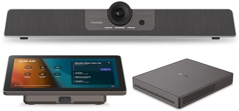 ViewSonic TeamJoin TRS10-UB Bundle Certified for Microsoft Teams Rooms Includes MPC310-W31-TU mini-PC, MRC1010-TN 10-inch Touch Console, and UMB202 3-in-1 4K UHD Video Conference Camera
