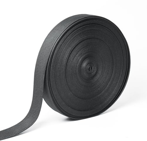 30 m x 25 mm bomullstejp, slitstarkt nylonband | Svart polypropen slitstark nylontygrem för sömnad av ryggsäckar handväskor, bagageremmar gör-det-själv