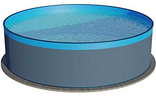 Planet Pool Stahlwandpool rund 500x120 cm, Stahl 0,4 mm anthrazit, Folie 0,3 mm blau, Overlap