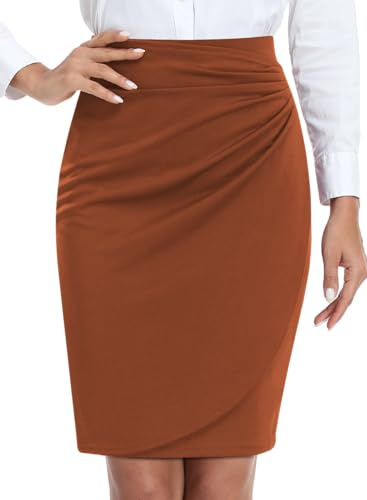 Razzlebelle Jupe Femme Chic et Elegant Crayon Taille Haute Éte Jupes Portefeuille Longueur Genou Business Casual Le Travail