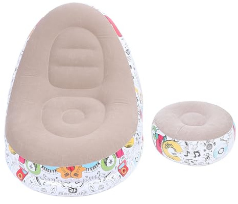 TOPINCN Sofá Inflable Estilo Graffiti de Dibujos Animados, sofá de Aire Flocado, Sillón Inflable para Patio, Sala de Estar Interior, Dormitorio, Viajes Al Aire Libre, Camping, Picnic,