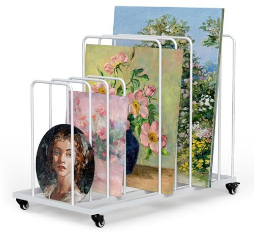 uyoyous Estante de secado de arte móvil 85 × 69 × 44 cm estante de secado para arte intervalo ajustable estante de secado de arte con ruedas freno para lienzos de arte, obras de arte, impresión