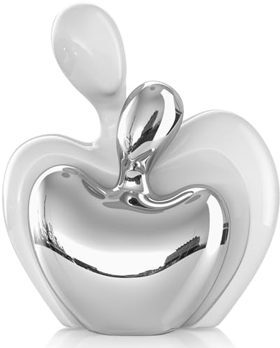 Statua in ceramica con coppia che si abbraccia, in argento bianco, decorazione per la casa è un regalo romantico per lei per anniversario di matrimonio e San Valentino, decorazione per mobile TV per