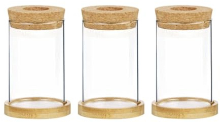 Gralara Lot de 3 vases à Fleurs en Verre pour Terrarium et Plantes hydroponiques, Brun