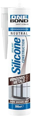 OneBond Silicone Neutro per Finestre e Metalli, 300ml, Marrone Scuro 8017, Resistente ai Raggi UV