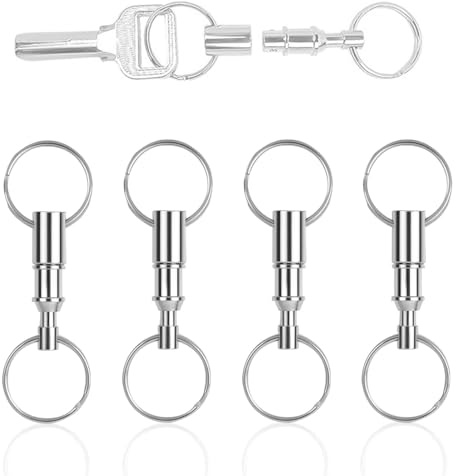 DIFLAX 4 Pièces Mousqueton Porte-Clés, Organisateur de Clés Pivotant, Titane Schnellverschluss Porte-Clé, Pour Outdoor Voiture et Usage Quotidien (Argent)