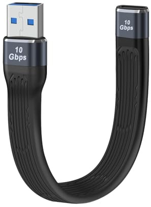 YINGAYOU Platt USB-förlängningskabel 10 Gbps USB 3.0-kabel Kort SuperSpeed-dataöverföring 100 W 20 V 5 A Stöd för ljud och video 4K@60Hz, för telefoner (A en hane till C hona, 13 cm)