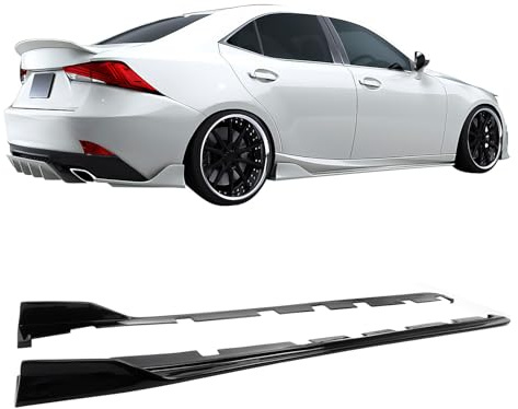 IKON MOTORSPORTS, Side Skirts Extension Compatible with 2014-2020 Lexus IS200t IS250 IS300 IS350 Sedan, Artisan Style Gloss Black PP Add On Rocker Panel Splitter Side Underbody Spoiler