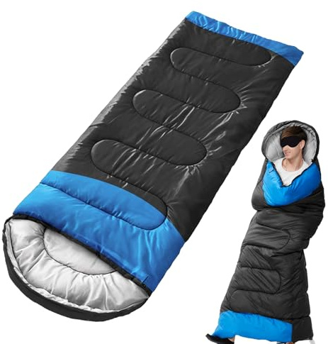 Syengery Saco De Dormir para Camping,Equipo De Exterior Abrigado | Saco De Dormir Portátil Y Cálido,para Excursionistas De Mochilero Senderismo Nocturno Supervivencia En La Naturaleza Invierno