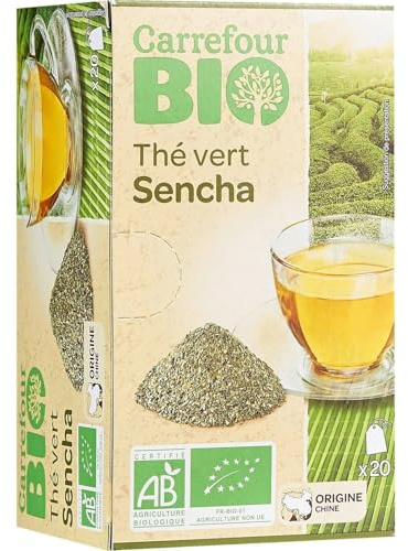 Savourez un thé vert Sencha bio au quotidien avec CARREFOUR BIO, box de 20 sachets pour des instants de détente pratique - Lot de 4