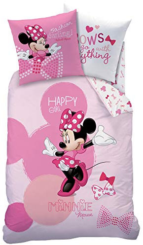 Disney Minnie Bettwäsche-Set, Flanell, Rosa, 135 x 200 cm, 2-Einheiten