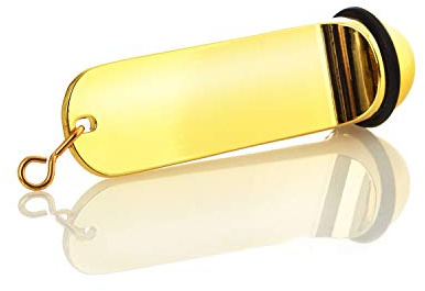 Kerafactum Schlüsselanhänger Hotelschlüssel Hotel Pension Schlüssel Anhänger Goldoptik mit Gummiring 11 cm Key Tag gravierbar