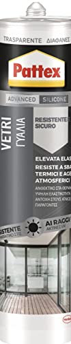 Pattex Sigillante Silicone Neutro per Vetri e Specchi, Incollare Specchi, Vetro e Muro, Metallo, Legno, Colore Trasparente, Cartuccia da 280 ml