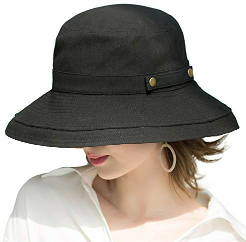 SOMALER Wide Brim Cotton Sun Hat UPF50 UV Foldable for Women, One Size