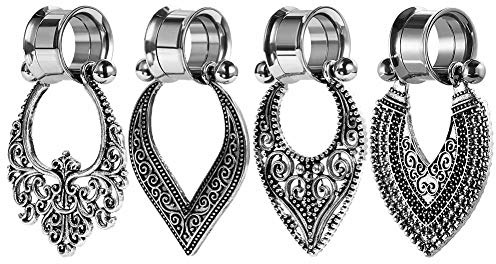 TBOSEN Förpackning med 2 olika stilar kirurgiska stee örhängen mätare tunnlar öronplugg kit dingla öronproppar stretchkit piercing öronpropp 6 mm – 25 mm, Trä