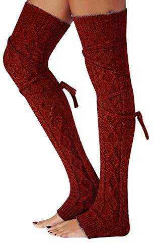 carol -1 Stulpen Damen Lange Winter Beinwärmer Gestrickt Verdicken Beinstulpen Basic Leg Warmer Gestrickte Overknee Damen Stulpen - 1 Paar Extralang Bis Oberschenkel für Ballett, Fitness, Yoga