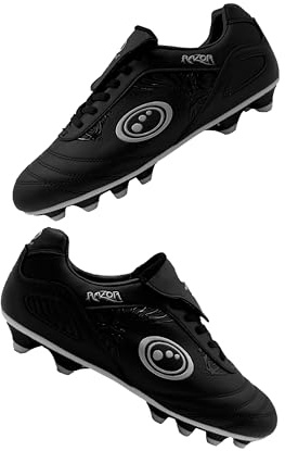 Optimum Senior Silver Razor Lace Up Football Boots - Moulded Stud Outsole, Durable Performance Cleats for Stability & Comfort -Black, Size 8