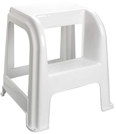 Acan Taburete Domus de plástico con Escalón en Blanco 44 x 42 x 45 cm Hogar