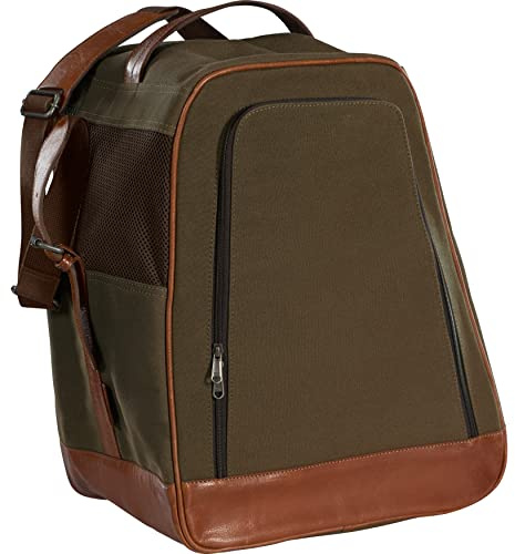Härkila Retrieve Stiefeltasche mit Reißverschluss 47x37x23 cm - Transporttasche für Stiefel - Reisetasche mit Lüftungsöffnungen aus Canvas mit Echtlederbesatz