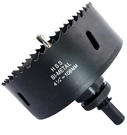 Rörhålsåg LAIWEI Bi-metall 108 mm hålsåg med slitstark dorn, HSS 4-1/4 tum hålskärare för metallrör, trä, plåt etc. 2 låsstift gör verktyget starkare och enklare borrning