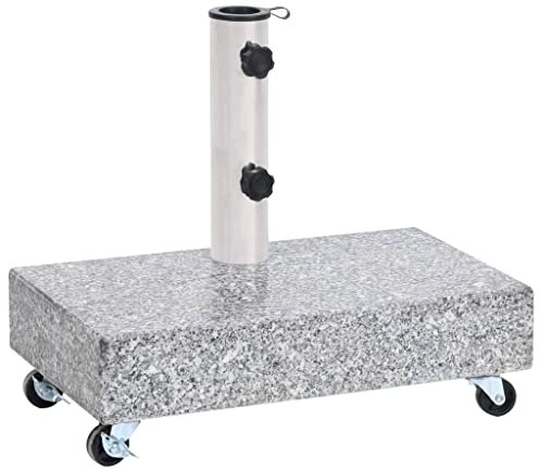 vidaXL Schirmständer mit Rollen Sonnenschirmständer Schirmhalter Sonnenschirm Ständer Fuß Terrasse Garten Hellgrau 45x25x8,3cm Granit