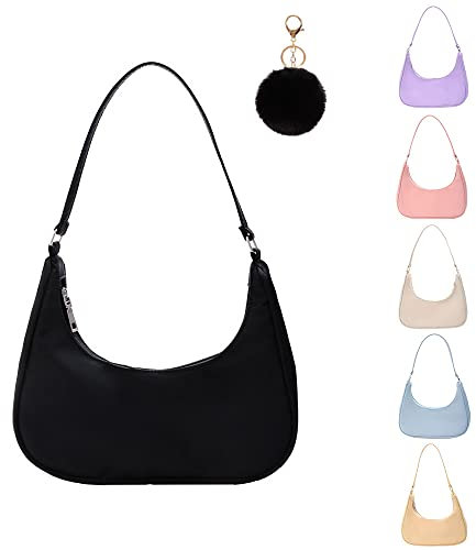 Umhängetasche Damen Handtasche, handtasche vintage, 90s Women's Shoulder Bag, Tasche Kleine Segeltuchtasche y2k Fashion Handtaschen für Frauen Schwarz