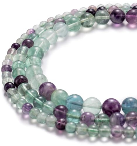 HAAMIIQII 35pcs 10mm Natürliche Fluorit Kristall Perlen Runde Lose Edelstein Perlen für Schmuck Herstellung DIY Armband Halskette