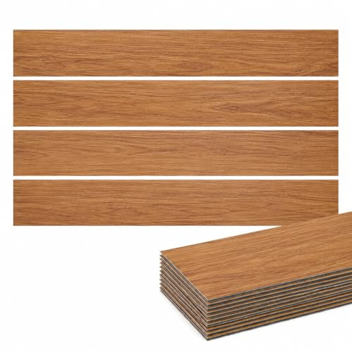 Panana 36pcs Self Adhesive PVC Flooring Planks, 5.02m² Peel & Stick Vinyl Floor Tiles, Waterproof Wood Effect Floor Stickers for Kitchen, Bathroom, Living Room & Rental Solutions (Brown)