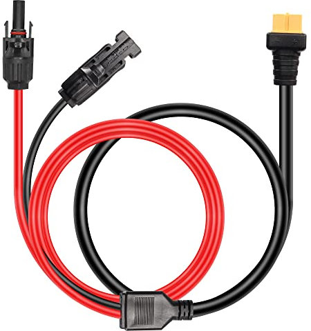 RIIEYOCA Solarstecker auf XT60-Adapterkabel, XT60-Buchse zum Anschluss von Solarmodulen für tragbare Kraftwerke und Solargeneratoren, 16 AWG und 14 AWG (1,7 m)