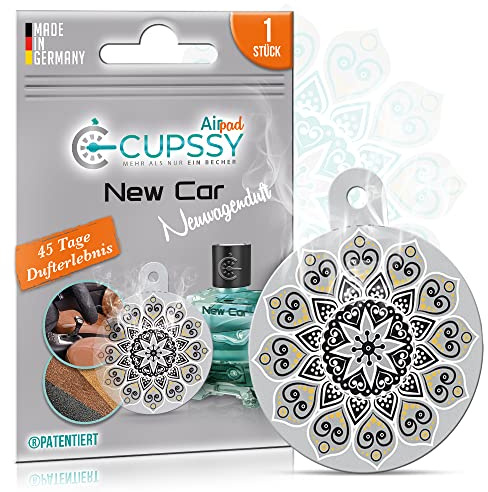 Cupssy® AirPad | New Car, Neuwagen | Parfüm, Duft, Lufterfrischer, Parfümträger, Duftpad Fahrzeug Innenraum, Duftbaum | neutralisiert schlechte Gerüche | neuwertige Atmosphäre | 1er Set
