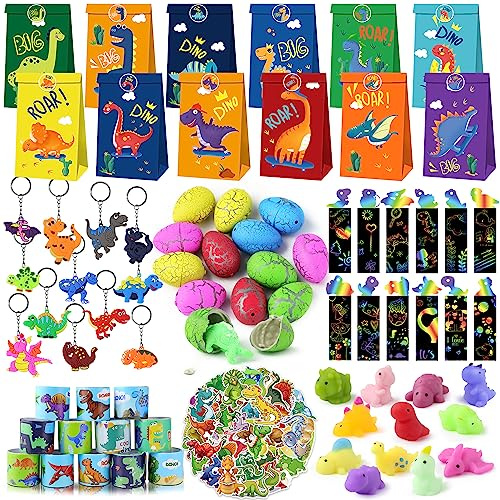 BOIKOKY 122 Gadgets dinosaures Enfants - Kit de fête Anniversaire Cadeaux Sacs Dinosaures