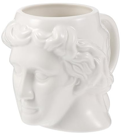 BESTonZON David Sculpture Ceramic Mug Large 400ml White Porcelain Drinking Cup Coffee Tea Mug for Home Office Use