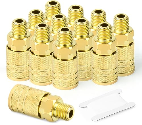 GASHER 12PCS 1/4-Inch Male Industrial Coupler,1/4 Inch NPT Male Threads Size, Quick Connect Air Coupler