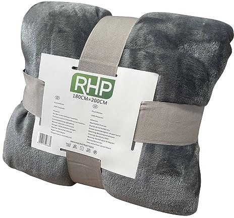RHP Premium Tagesdecke 180x200 cm | Kuscheldecke weich flauschig & gemütlich–Sommerdecke Winterdecke für Schlafzimmer & Wohnzimmer–Sofadecke Couchdecke Bettüberwurf Bettdecke Wohndecke (Grau)