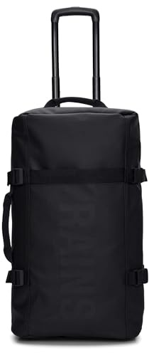 RAINS Texel Travel Bag, Waterproof Duffel Bag with Telescopic Handle and 2 Wheels, 2 Year Warranty - Ideal Travel Companion (Black, Check In)