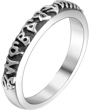 Homxi Bague Homme Acier Inoxydable Gravure,Mantra Vintage 3.6MM Bague Argent pour Homme Bague Hommes Taille 54