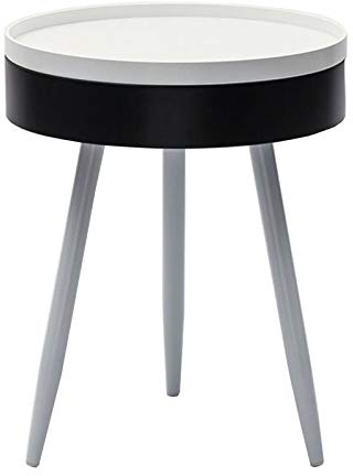- Table Multifunctional Side Table, Assembly Side Table, Round Belly Snack Table, Steel Pipe Legs, Coffee Table Trays for Living Room, 2 Colors Modern Style (White 17.91 * 22.44in)
