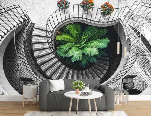 Fototapete Blumen 3D Tapeten 3D Effekt Wohnzimmer Schlafzimmer Vliestapete Vintage Drehtreppe Botanisch Schwarz Und Weiß Fototapete Natur Grau Graffiti Steinoptik Kinder Tapeten