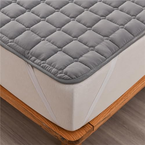 Odot Matratzenschoner Gesteppt, Solide Farbe Matratzenschutzbezüge Matratzenauflage Weiche Matratzen Topper Matratzentopper Matratzenbezug für Matratzen & Boxspringbett (100x200cm,Grau)