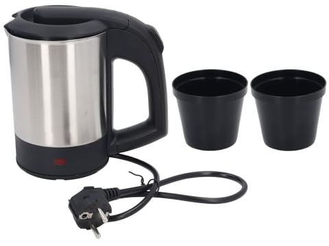 Qcwwy Edelstahl-Wasserkocher, 1000 W, Starker, Schnell Kochender Topf, Kabelloser Topf, Tragbarer Elektrischer Warmwasserkessel, Automatische Abschaltung, Trockengehschutz,, Qcwwygz9k2bhsri