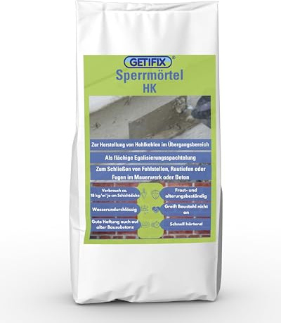 GETIFIX Sperrmörtel Hohlkehle 25 kg, zum Schließen von Fugen im Mauerwerken oder Beton, Fehlstellen oder Rautiefen
