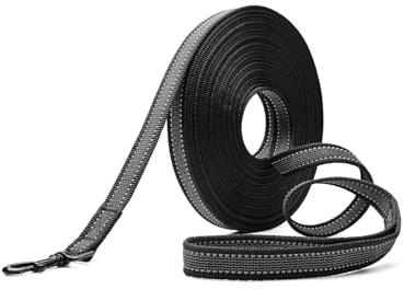 Toozey Schleppleine für Kleine und Mittelgroße Hunde mit Rutschfesten Gummis und Reflektierenden Streifen, 5m 10m Weiche und Starke Nylon Lange Hundeleine und Übungsleine für Training, 10m x 2,0cm