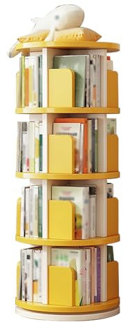 ZYZSY Drehbares 360° Bücherregal, Drehbar Massiv Drehregal, Bücherregal für kleinen Raum, bodenstehendes Aufbewahrungsregal, Für Schlafzimmer, Wohnzimmer(Color:Yellow,Size:40x120cm/16x47in)