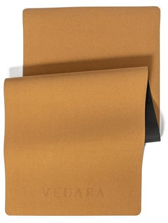 VEDARA® Kork Yogamatte – 66-80 cm breit – Extrem Rutschfeste Oberfläche – Mit Hilfslinien – Aus Kork & Naturkautschuk – Optimale Dämpfung