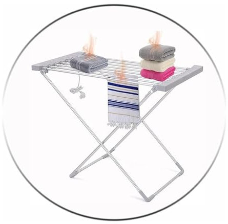YTUK Wäscheständer, Wäscheständer aus Metall, Zusammenklappbar, Platzsparend, Mit Heizung, 45-55 ℃ Konstante Temperatur, for Den Innen- Und Außenbereich Geeignet