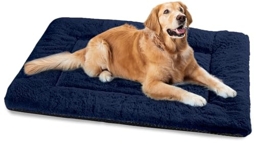 BaoDan Panier Chien, Tapis Chien Grande Taille, 122x75 cm Matelas pour Chiens Lavable Super Doux Dog Bed Imperméable avec Dessous Antidérapant, Bleu Marine