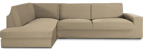 ECOMMERC3 | Copridivano Chaiselongue bracciolo sinistro con schienale super elastico - Copridivano chaise longue, beige, protettivo traspirante, con schiuma e gomma, valida destra o sinistra