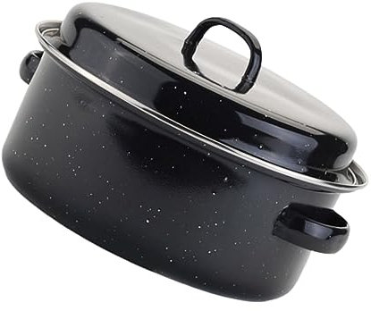 MAGICLULU Sartén Redonda para Batatas, de Hierro Esmaltado, Diseño de 2 Asas, Fácil de Limpiar, Adecuado para Cocina y Horno